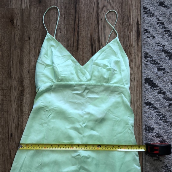 NEW!! HP 🥳🥳🥳 Zara Satin Light Green Cutout Dress - Picture 7 of 9